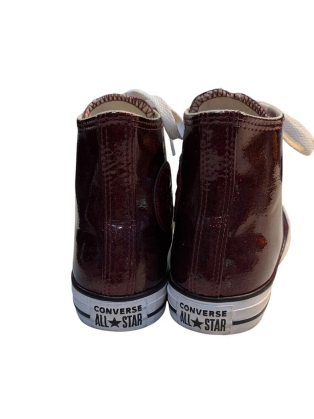 Converse Chuck Taylor All Star High Top 7.5 Burgundy Red Glitter Sparkle - Picture 8 of 10